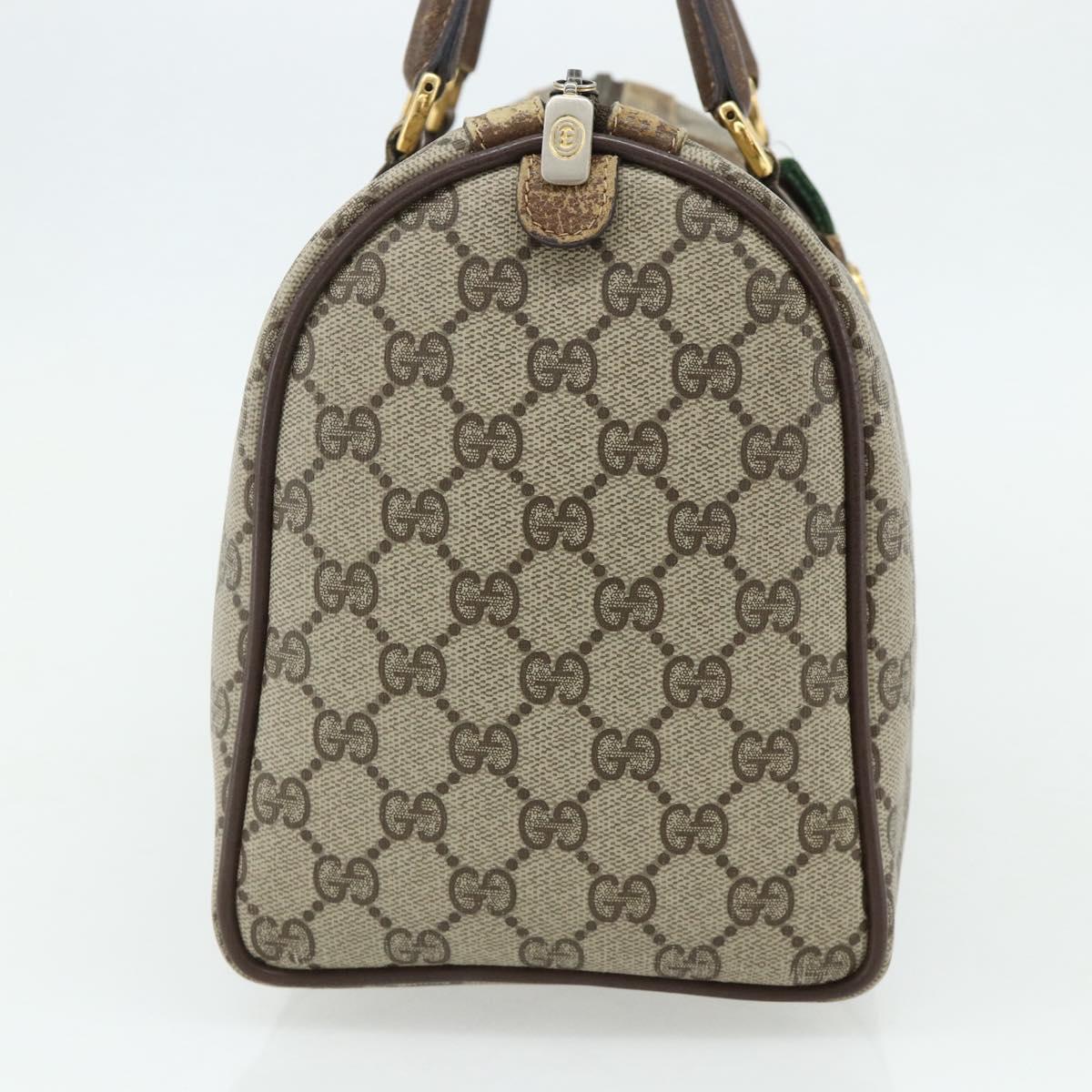 GUCCI GG Supreme Web Sherry Line Boston Bag PVC Beige Red 40 02 007 Auth 178058