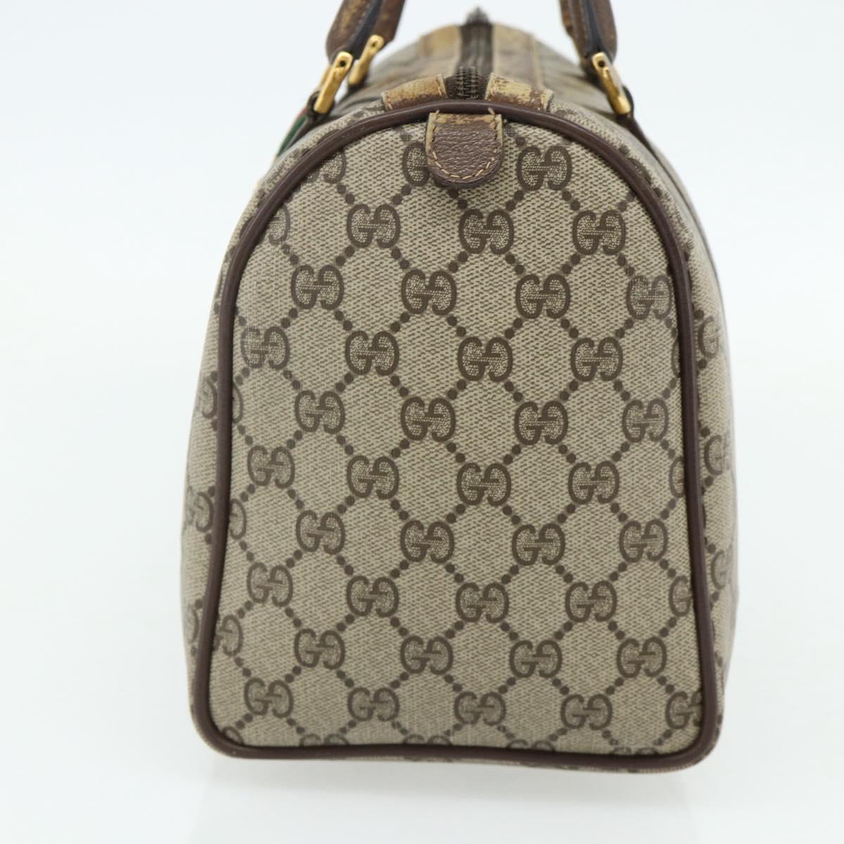 GUCCI GG Supreme Web Sherry Line Boston Bag PVC Beige Red 40 02 007 Auth 178058