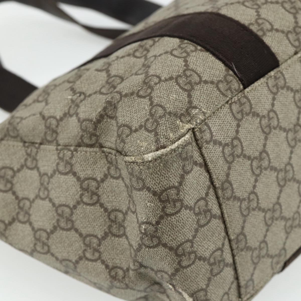 GUCCI GG Supreme Tote Bag PVC Beige Silver 141624 Auth 178059