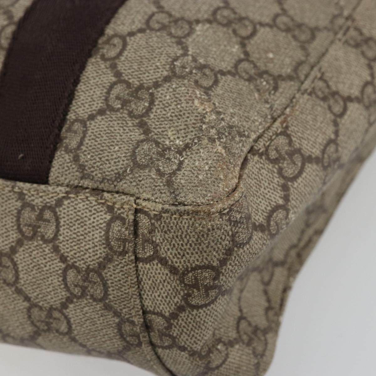 GUCCI GG Supreme Hand Bag PVC Beige 141976 Auth 178060