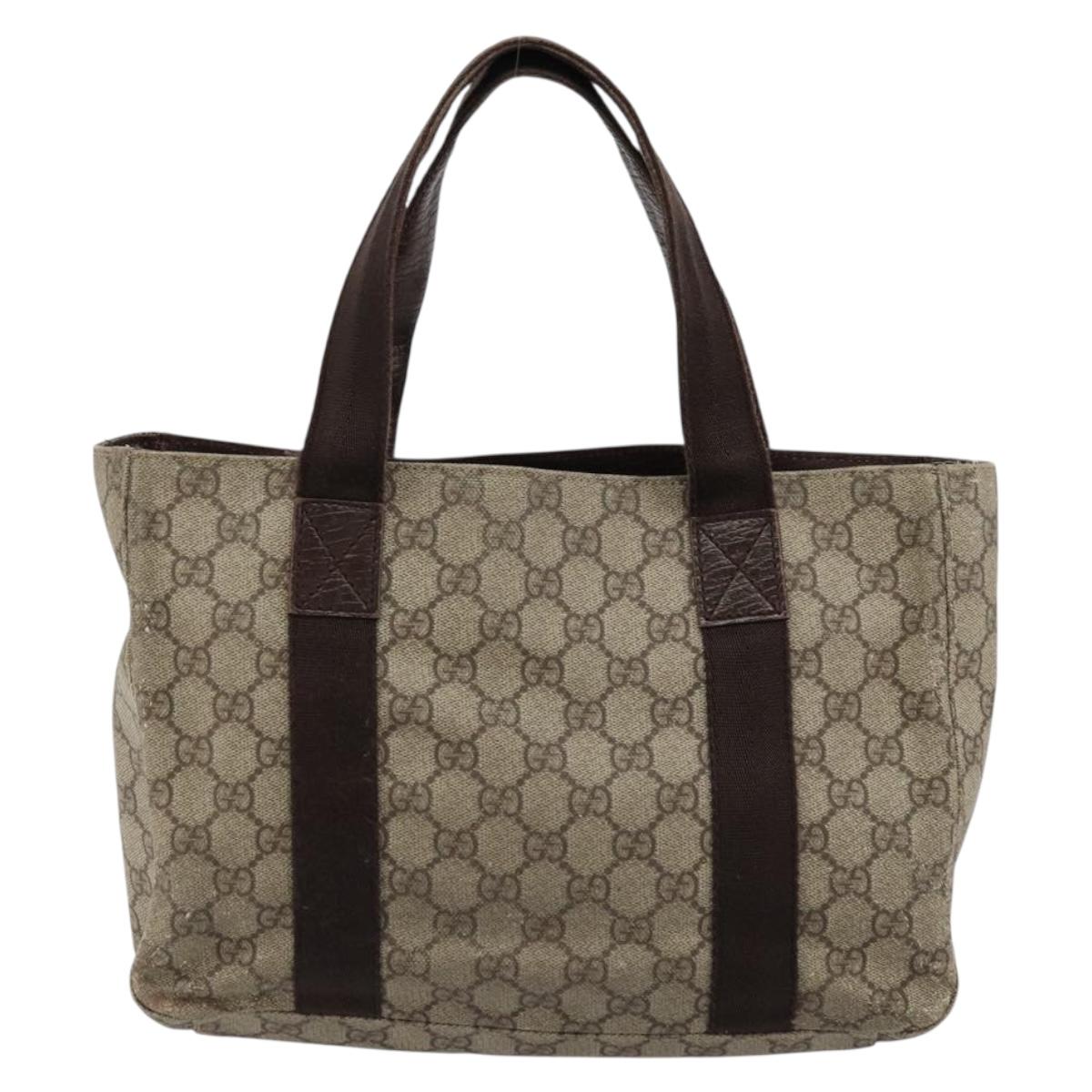 GUCCI GG Supreme Hand Bag PVC Beige 141976 Auth 178060