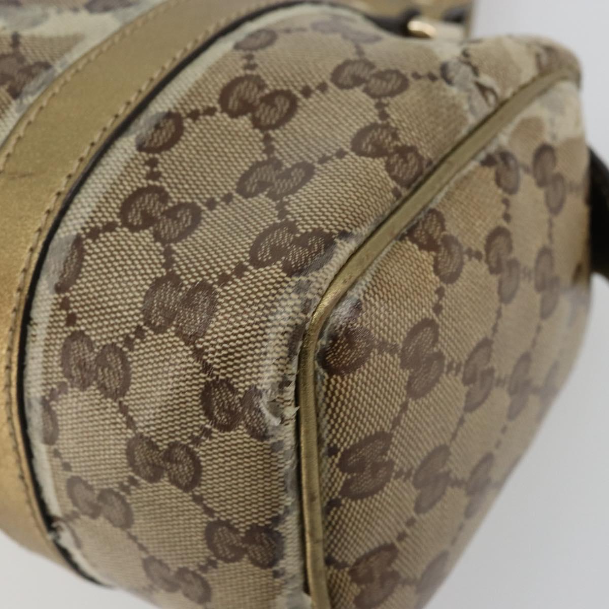 GUCCI GG Crystal Mini Boston Bag Coated Canvas Beige Gold 193604 Auth 178062