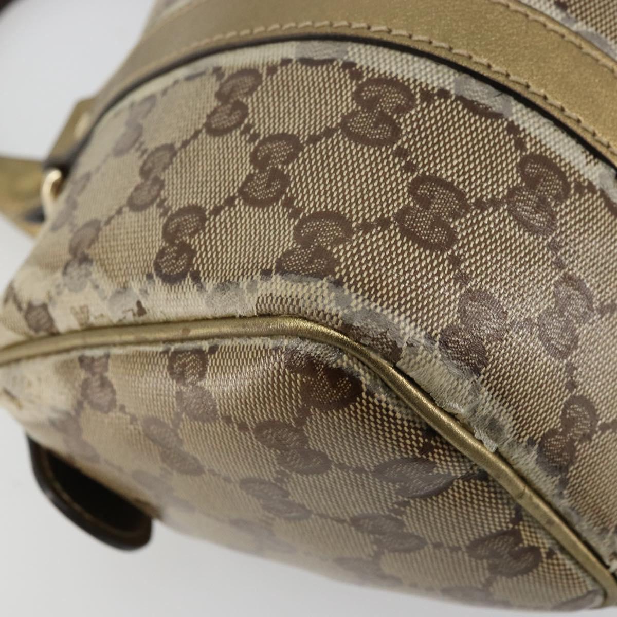 GUCCI GG Crystal Mini Boston Bag Coated Canvas Beige Gold 193604 Auth 178062