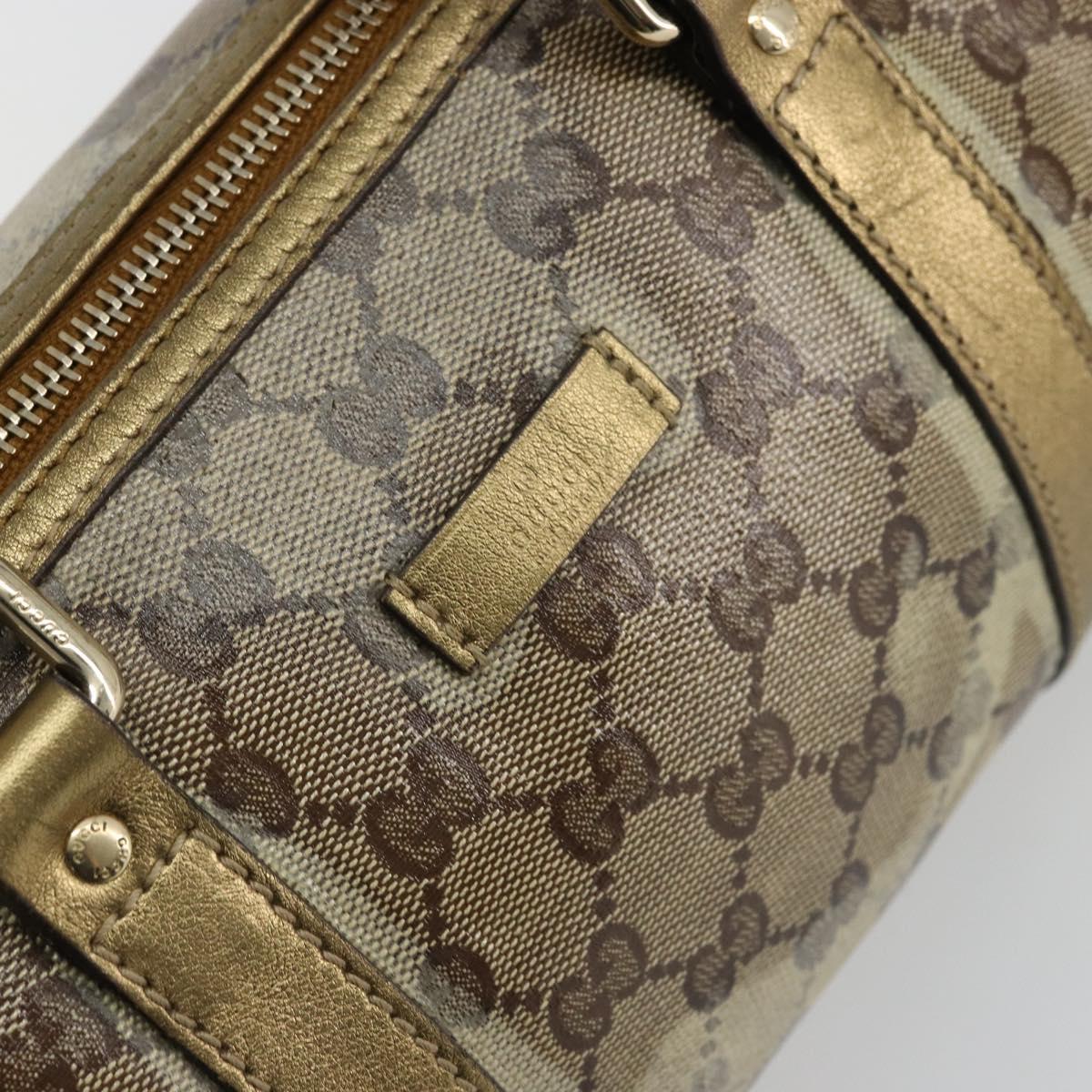 GUCCI GG Crystal Mini Boston Bag Coated Canvas Beige Gold 193604 Auth 178062