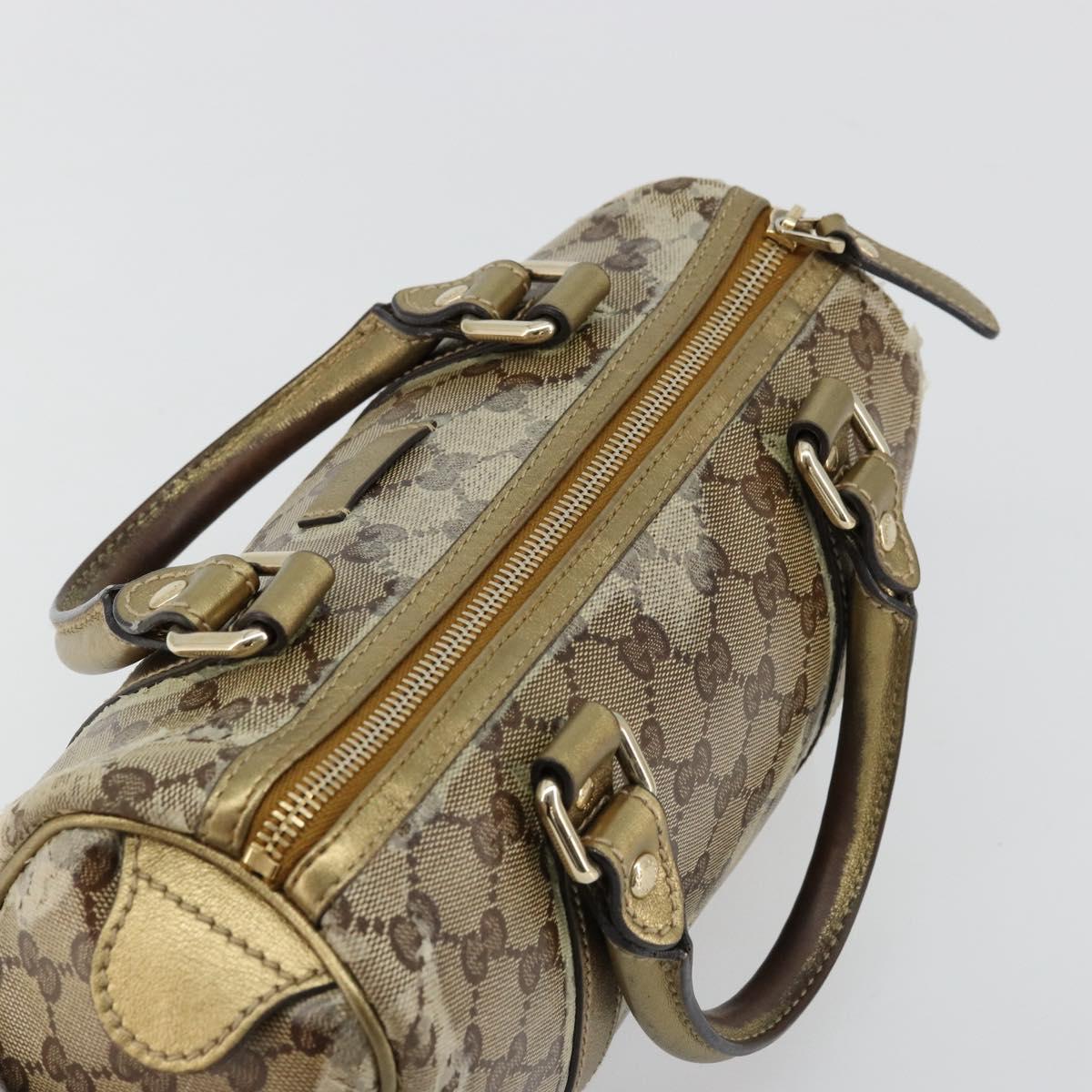 GUCCI GG Crystal Mini Boston Bag Coated Canvas Beige Gold 193604 Auth 178062