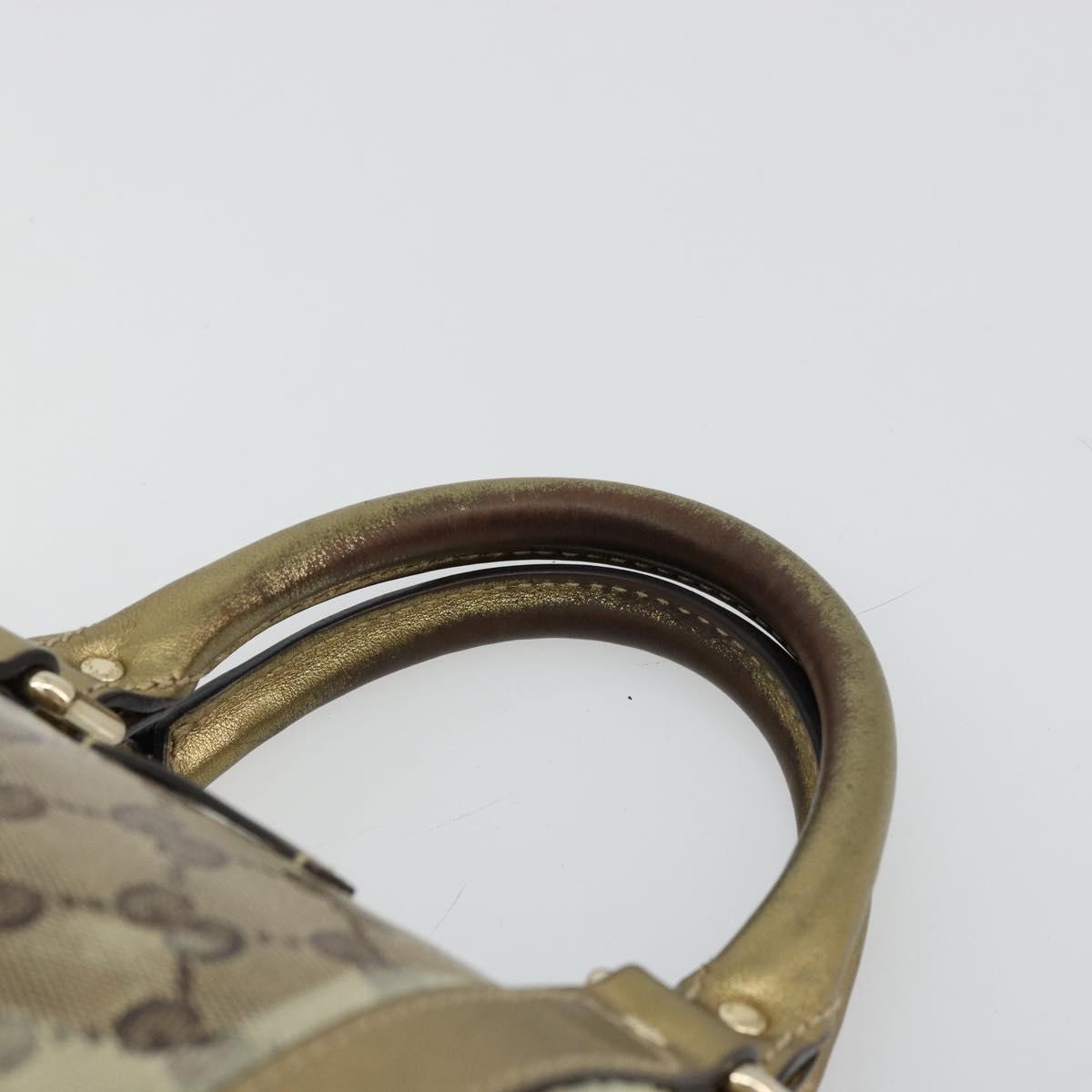 GUCCI GG Crystal Mini Boston Bag Coated Canvas Beige Gold 193604 Auth 178062