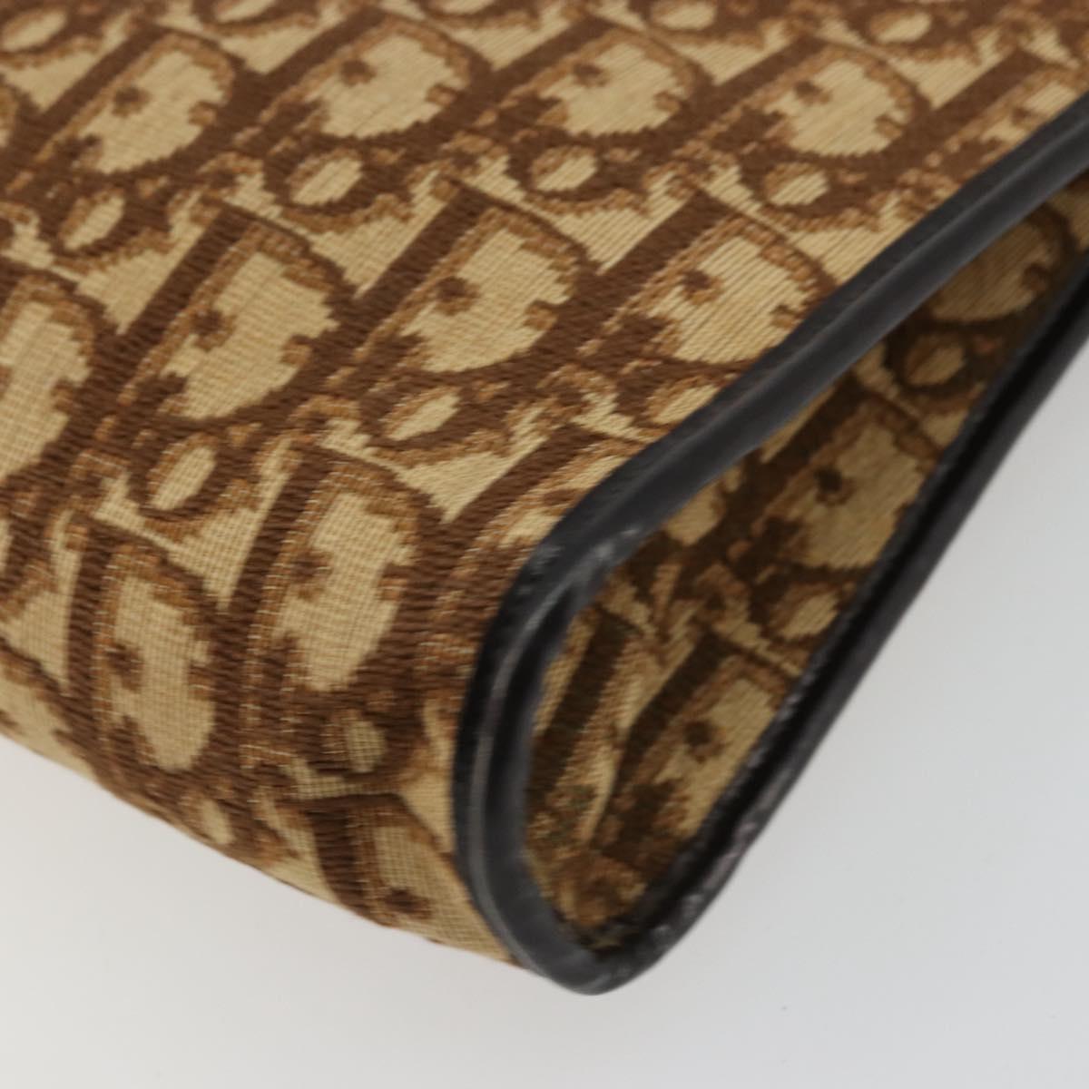 Christian Dior Trotter Canvas Shoulder Bag Beige Gold Auth 178063