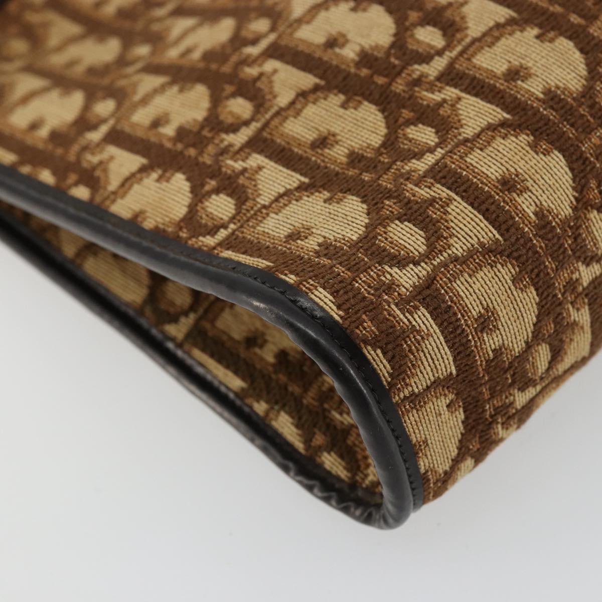 Christian Dior Trotter Canvas Shoulder Bag Beige Gold Auth 178063