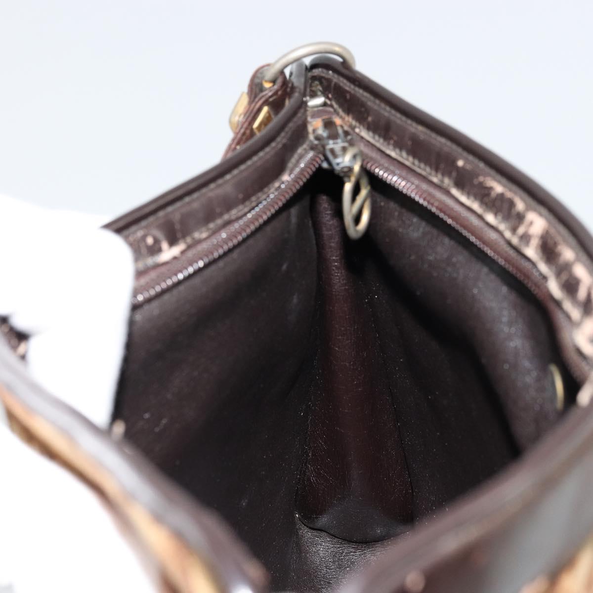 Christian Dior Trotter Canvas Shoulder Bag Beige Gold Auth 178063