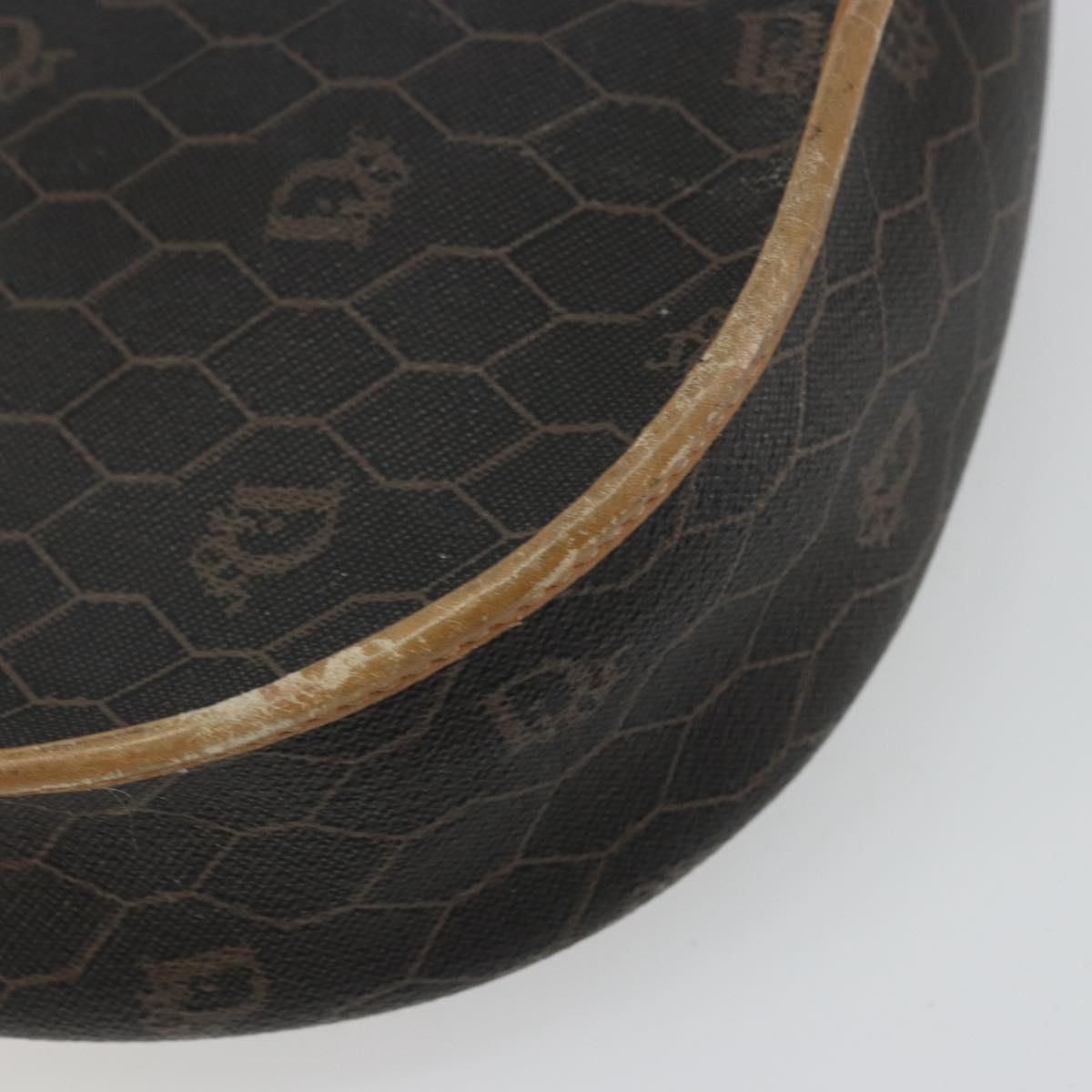 Christian Dior Honeycomb Canvas Shoulder Bag PVC Black Gold Auth 178065