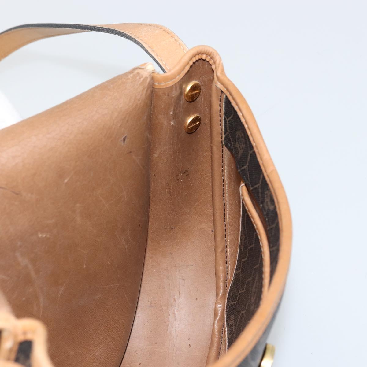 Christian Dior Honeycomb Canvas Shoulder Bag PVC Black Gold Auth 178065