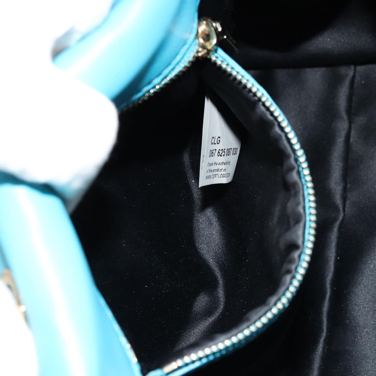 Gianni Versace Chain Shoulder Bag Patent leather 2way Green Gold Auth 178068A