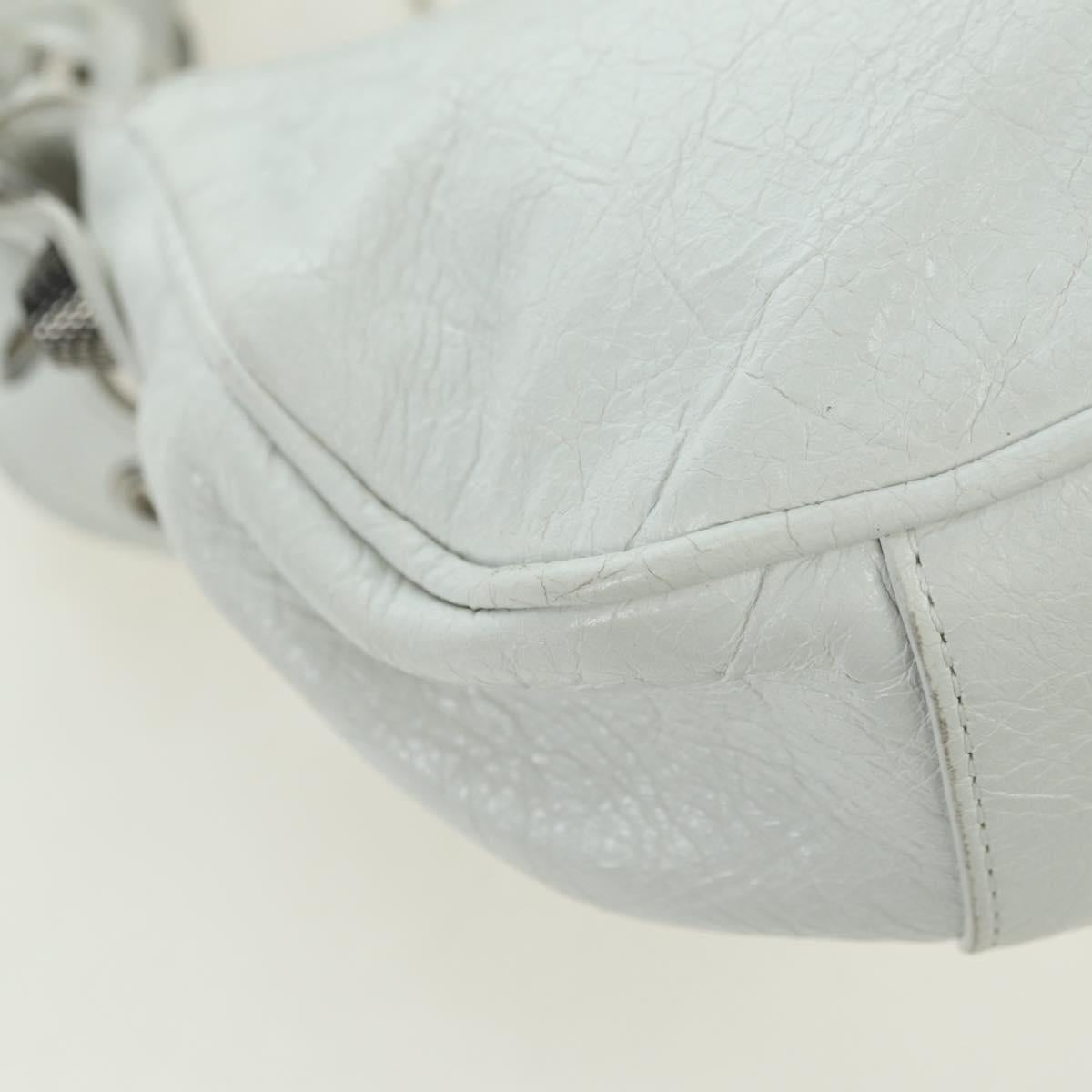 BALENCIAGA Luca Goal XS Shoulder Bag Leather White Silver 671309 Auth 178072SAM