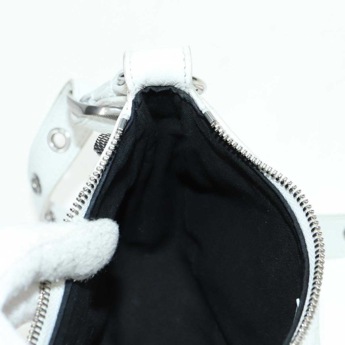 BALENCIAGA Luca Goal XS Shoulder Bag Leather White Silver 671309 Auth 178072SAM