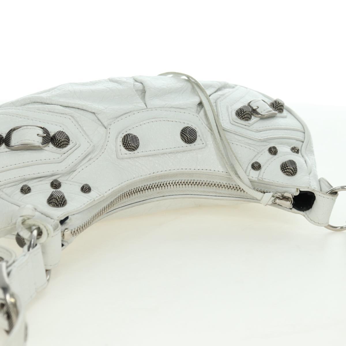 BALENCIAGA Luca Goal XS Shoulder Bag Leather White Silver 671309 Auth 178072SAM