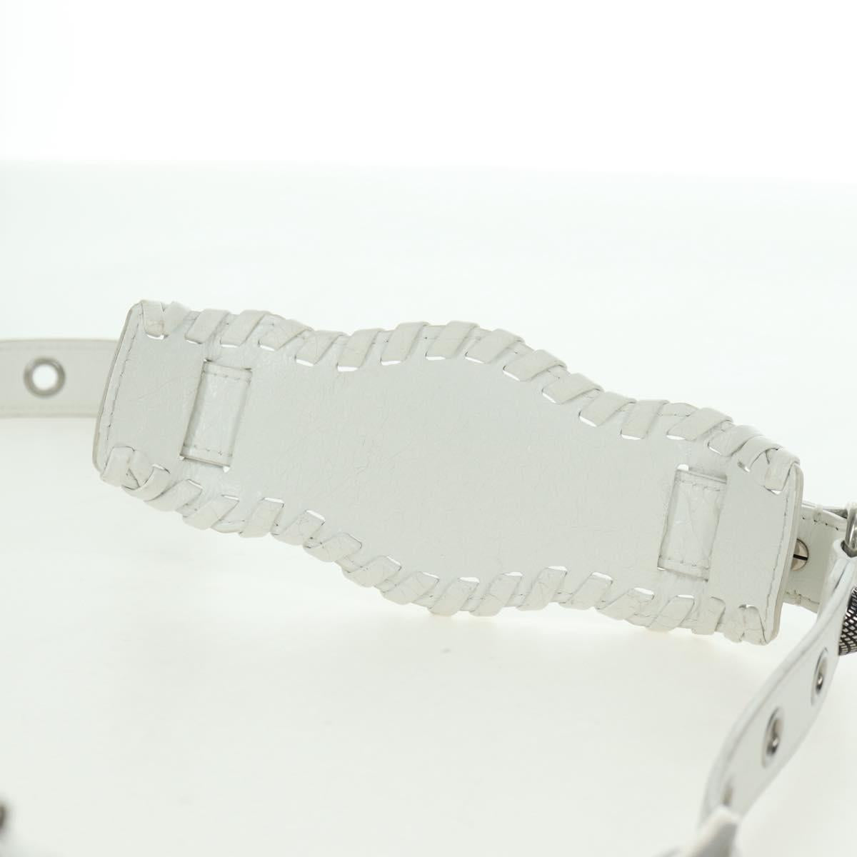 BALENCIAGA Luca Goal XS Shoulder Bag Leather White Silver 671309 Auth 178072SAM