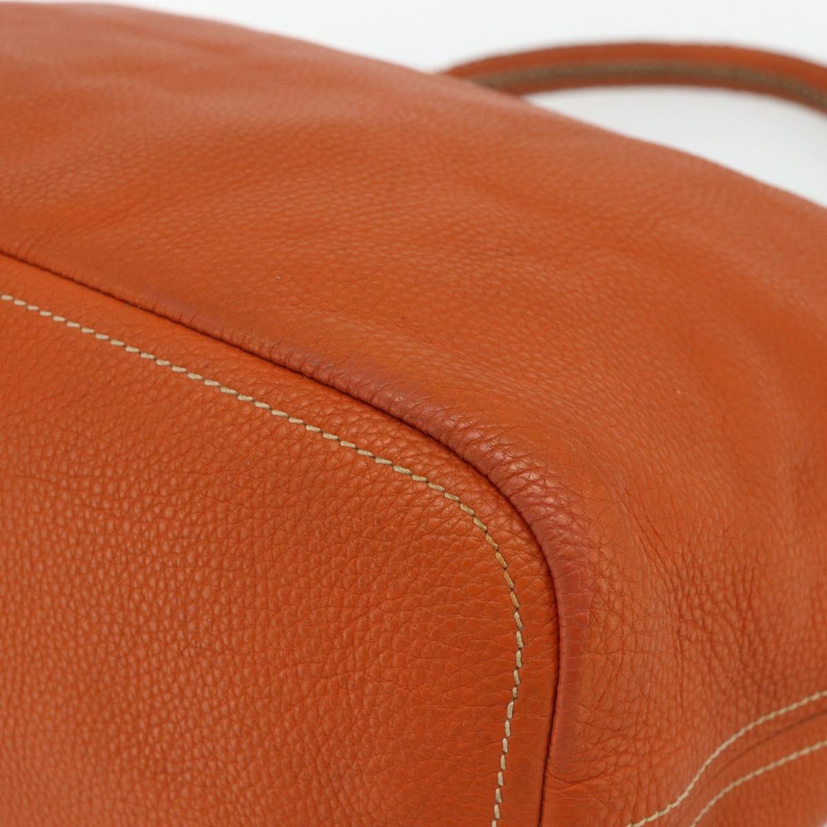 PRADA Shoulder Bag Leather Orange Gold Auth 178079A