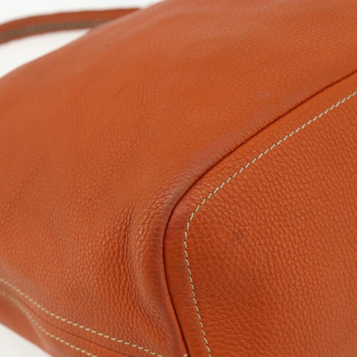 PRADA Shoulder Bag Leather Orange Gold Auth 178079A