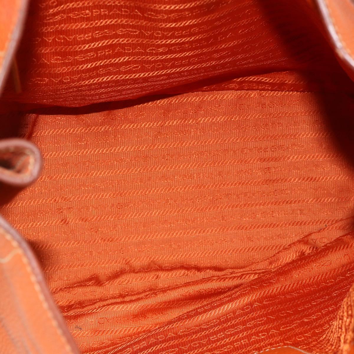 PRADA Shoulder Bag Leather Orange Gold Auth 178079A