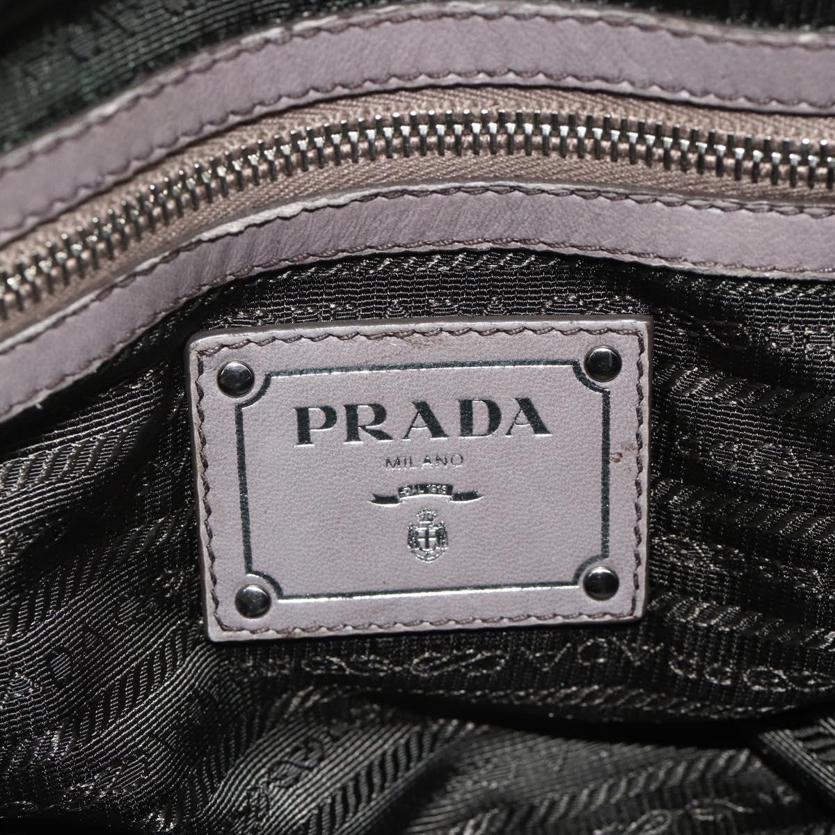 PRADA Gathered Hand Bag Leather 2way Gray Silver Auth 178080A