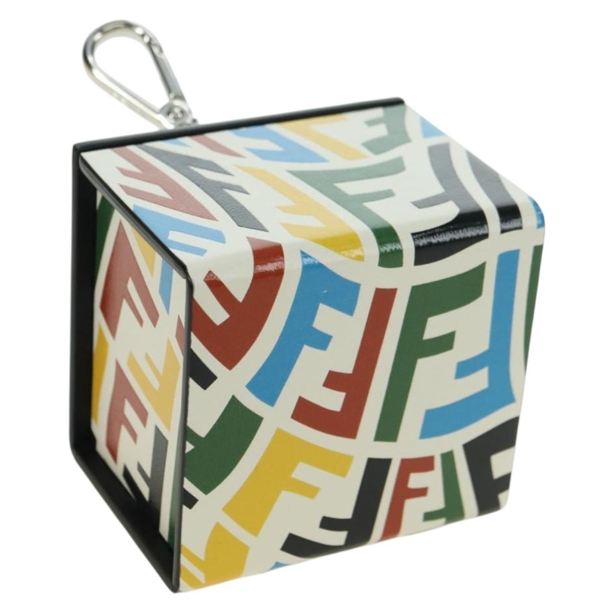 FENDI FF Vertigo Bag Charm Leather Multicolor Auth 178086M