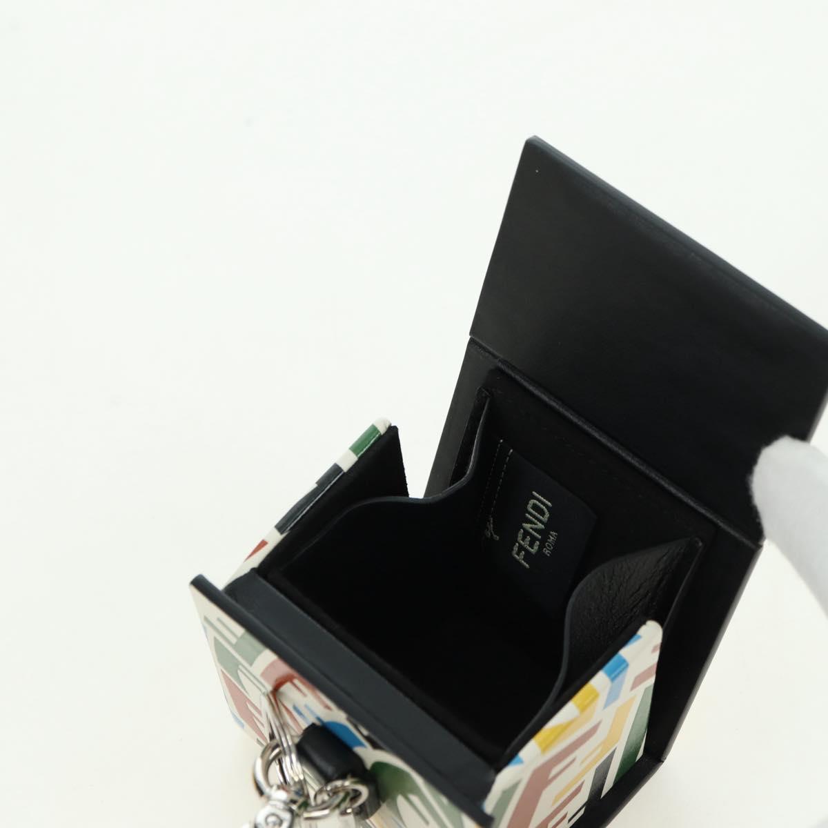 FENDI FF Vertigo Bag Charm Leather Multicolor Auth 178086M
