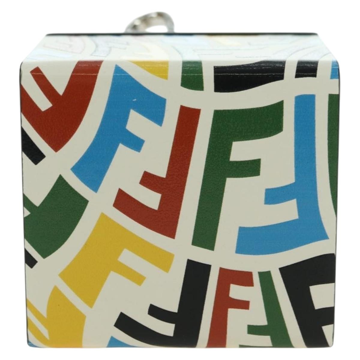 FENDI FF Vertigo Bag Charm Leather Multicolor Auth 178086M