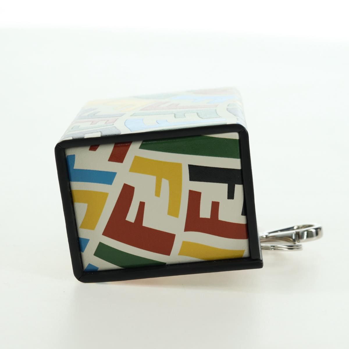 FENDI FF Vertigo Bag Charm Leather Multicolor Auth 178086M