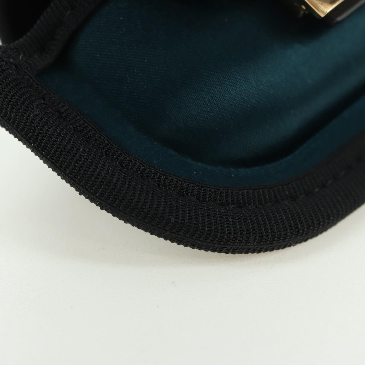 FENDI Picobucket AirPods Case Neck Pouch Bag Satin Black Gold Auth 178091M