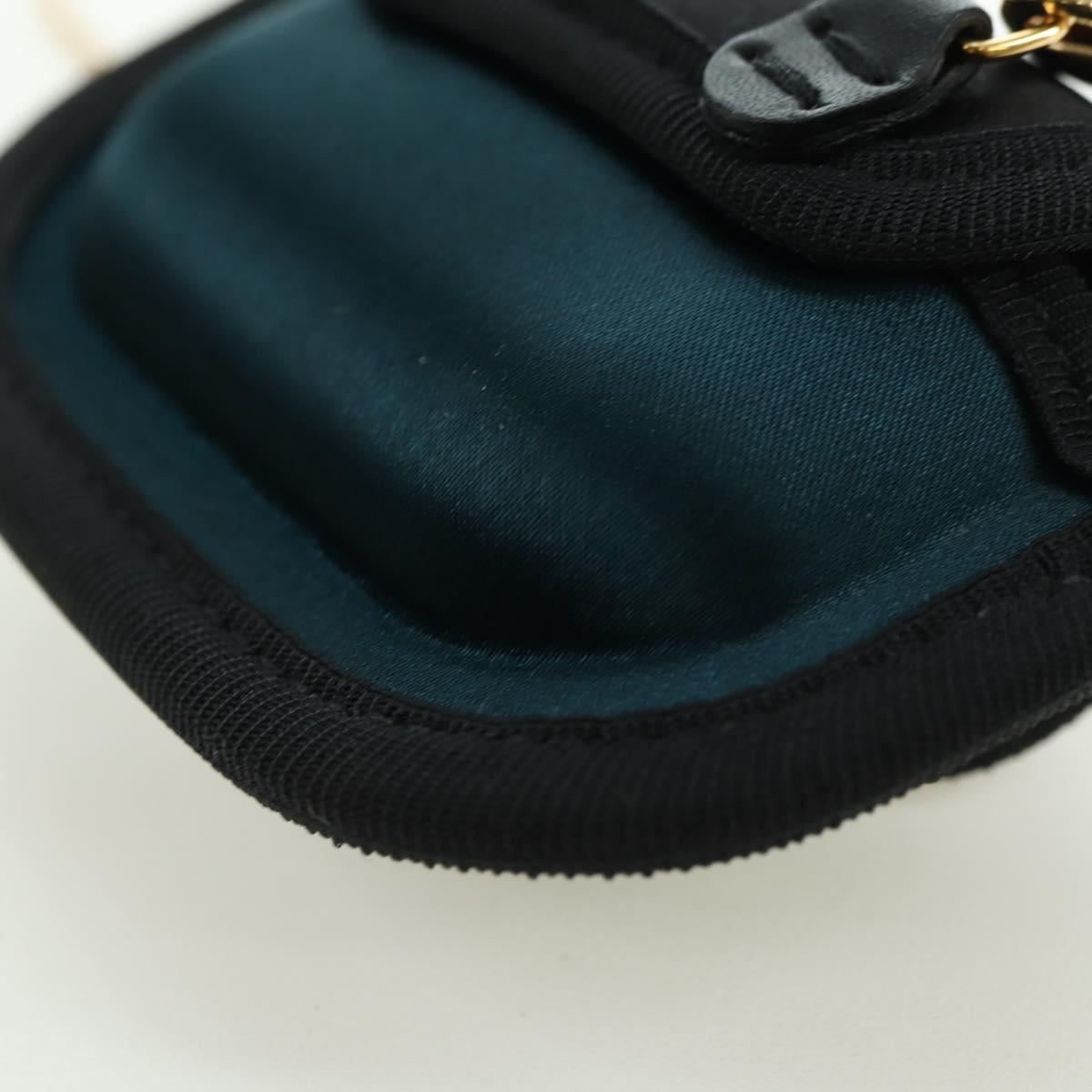FENDI Picobucket AirPods Case Neck Pouch Bag Satin Black Gold Auth 178091M