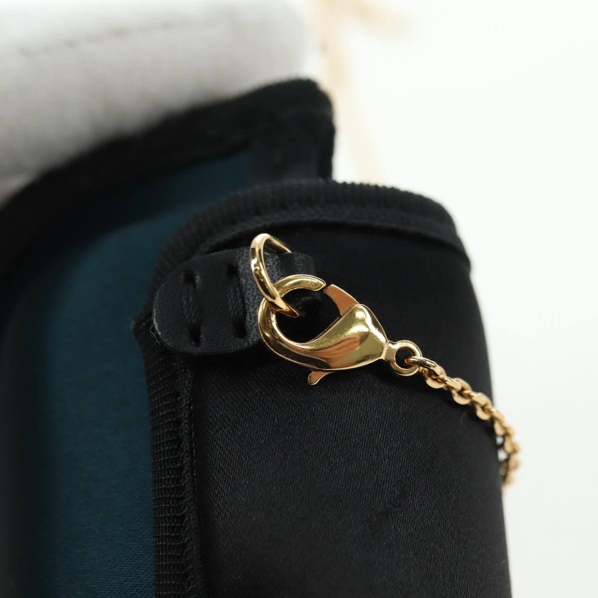 FENDI Picobucket AirPods Case Neck Pouch Bag Satin Black Gold Auth 178091M