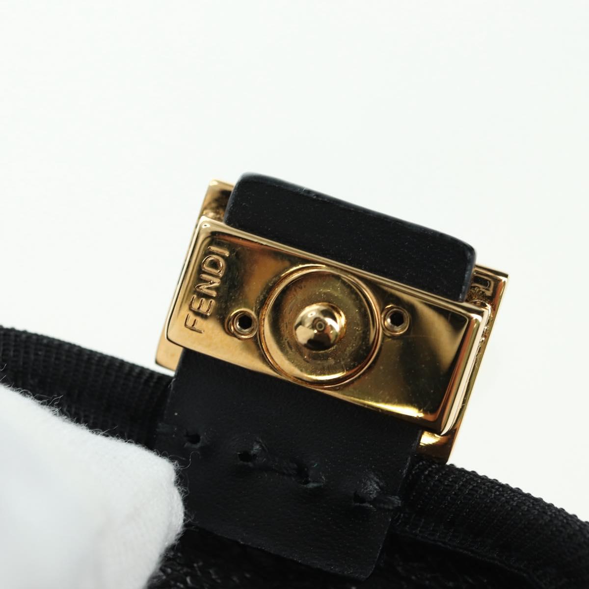 FENDI Picobucket AirPods Case Neck Pouch Bag Satin Black Gold Auth 178091M