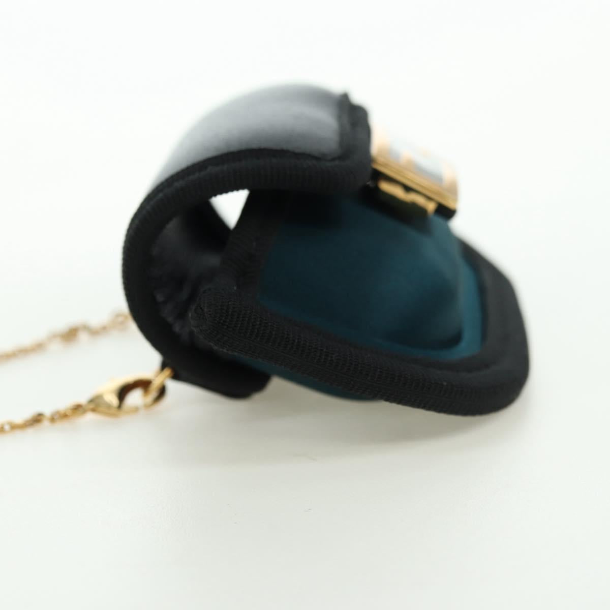 FENDI Picobucket AirPods Case Neck Pouch Bag Satin Black Gold Auth 178091M