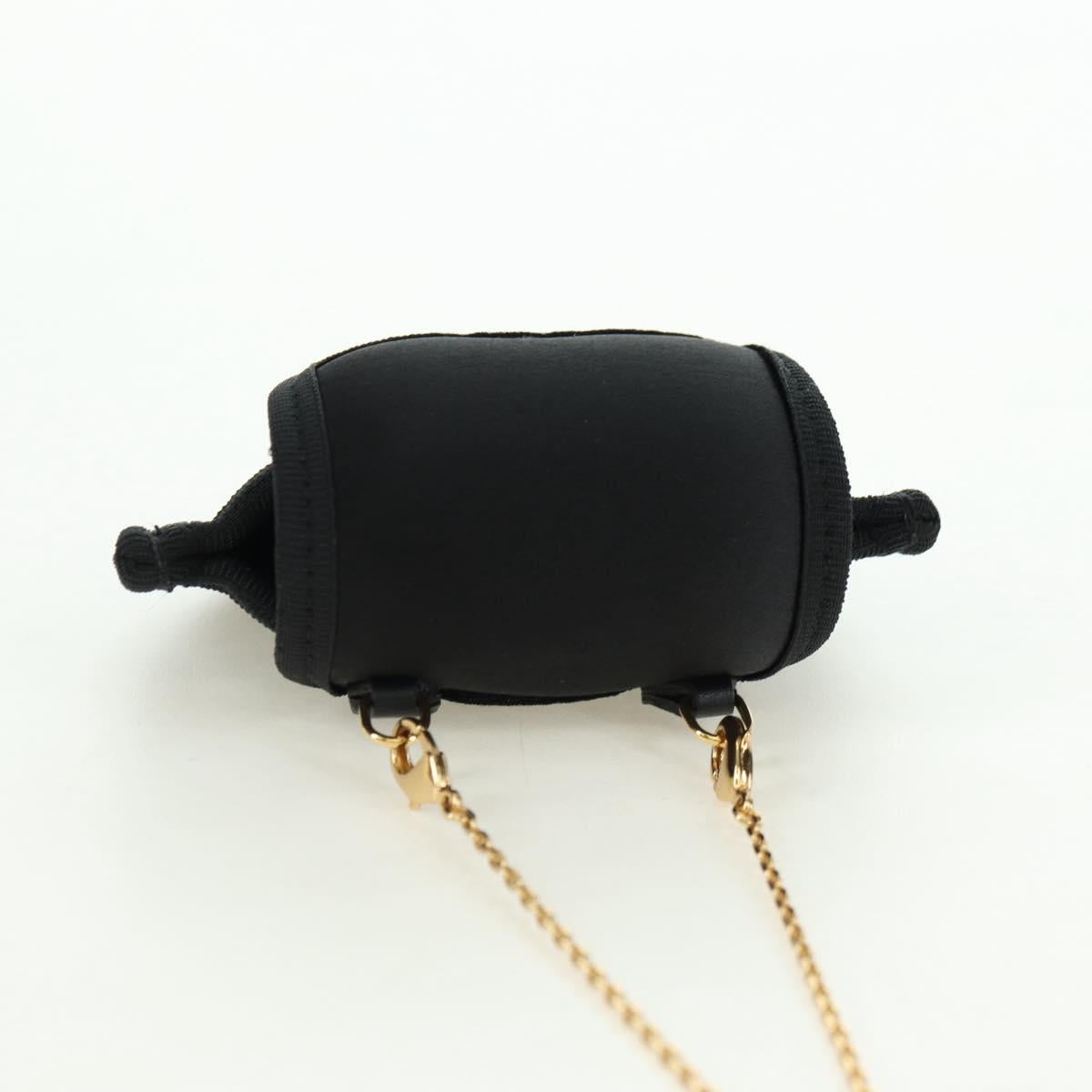 FENDI Picobucket AirPods Case Neck Pouch Bag Satin Black Gold Auth 178091M