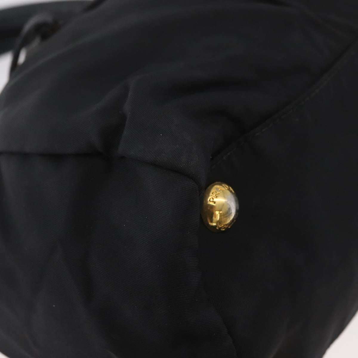 PRADA Hand Bag Nylon 2way Black Gold Auth 178100