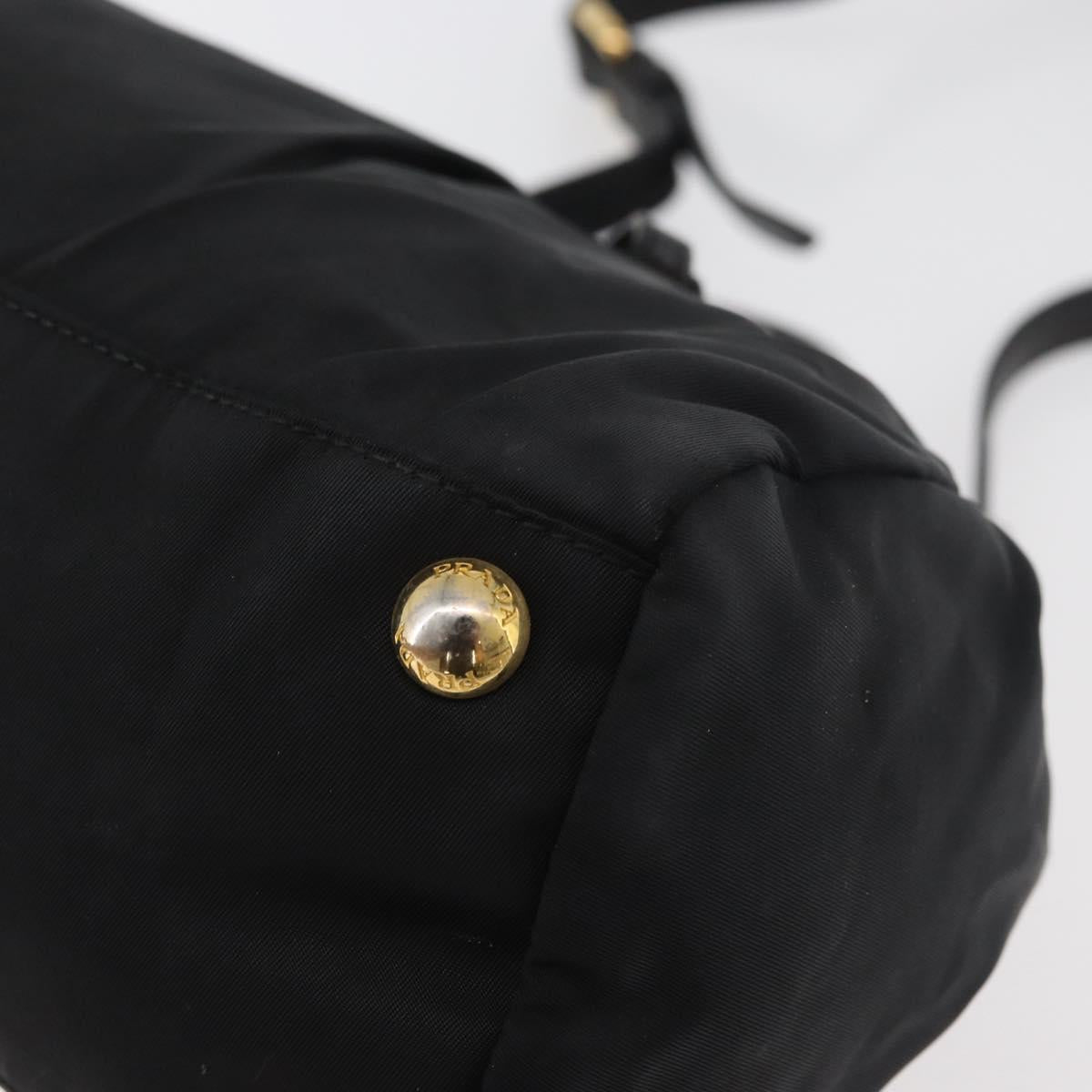 PRADA Hand Bag Nylon 2way Black Gold Auth 178100