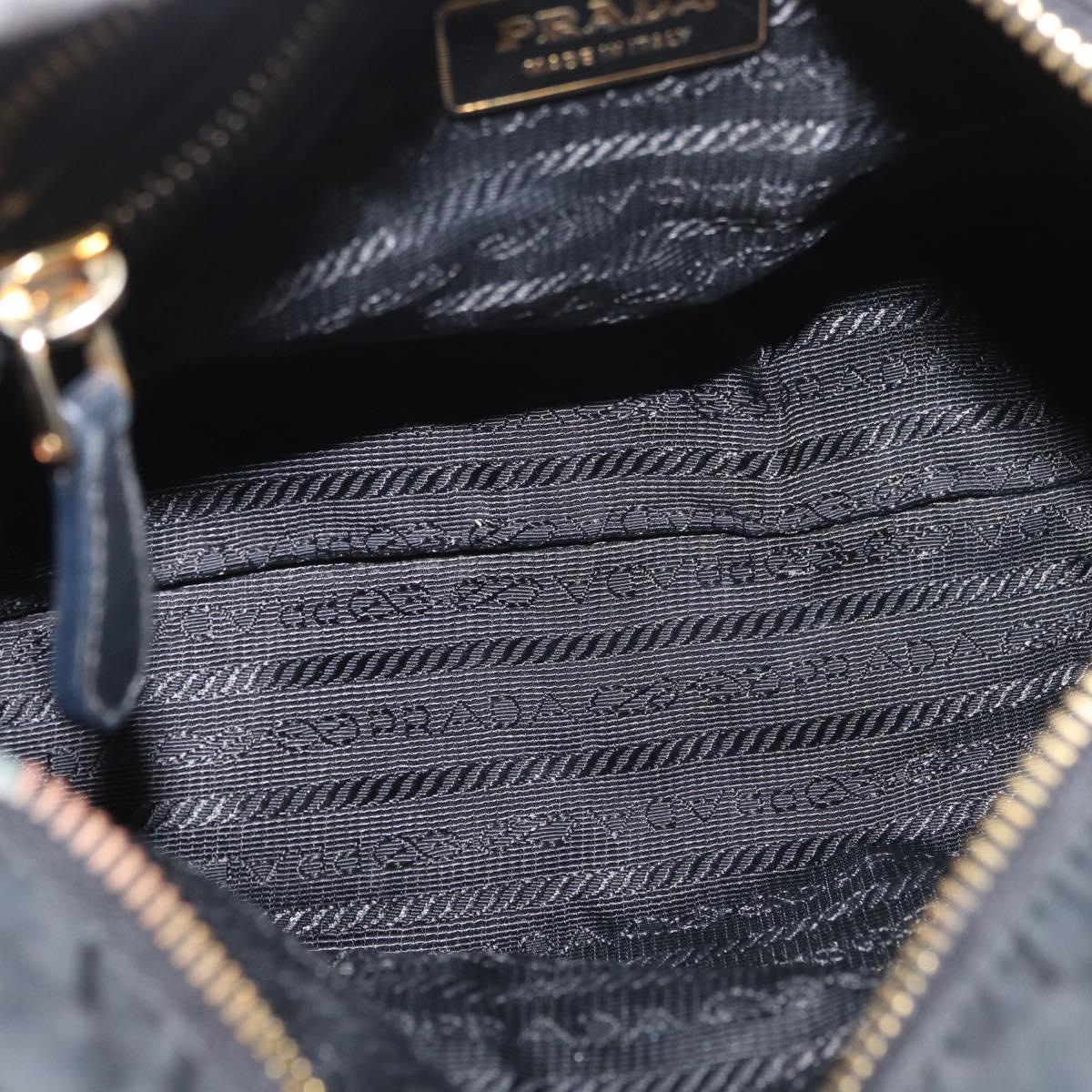 PRADA Hand Bag Nylon 2way Black Gold Auth 178100
