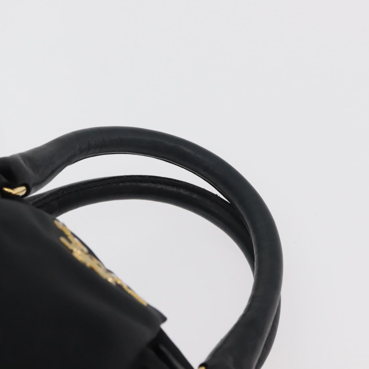 PRADA Hand Bag Nylon 2way Black Gold Auth 178100