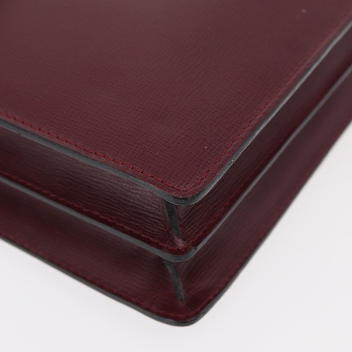 CARTIER Business Bag Leather Bordeaux Gold Auth 178104A