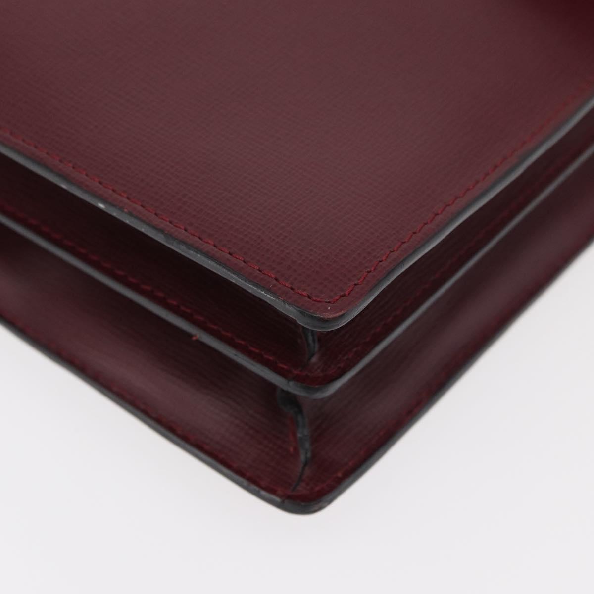 CARTIER Business Bag Leather Bordeaux Gold Auth 178104A