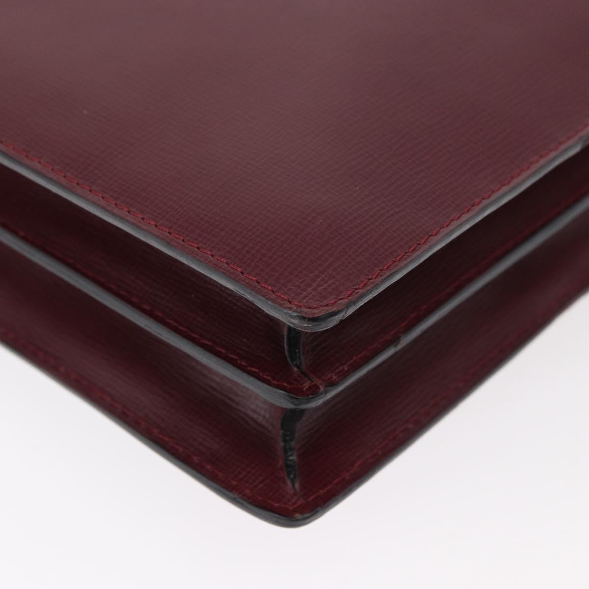 CARTIER Business Bag Leather Bordeaux Gold Auth 178104A