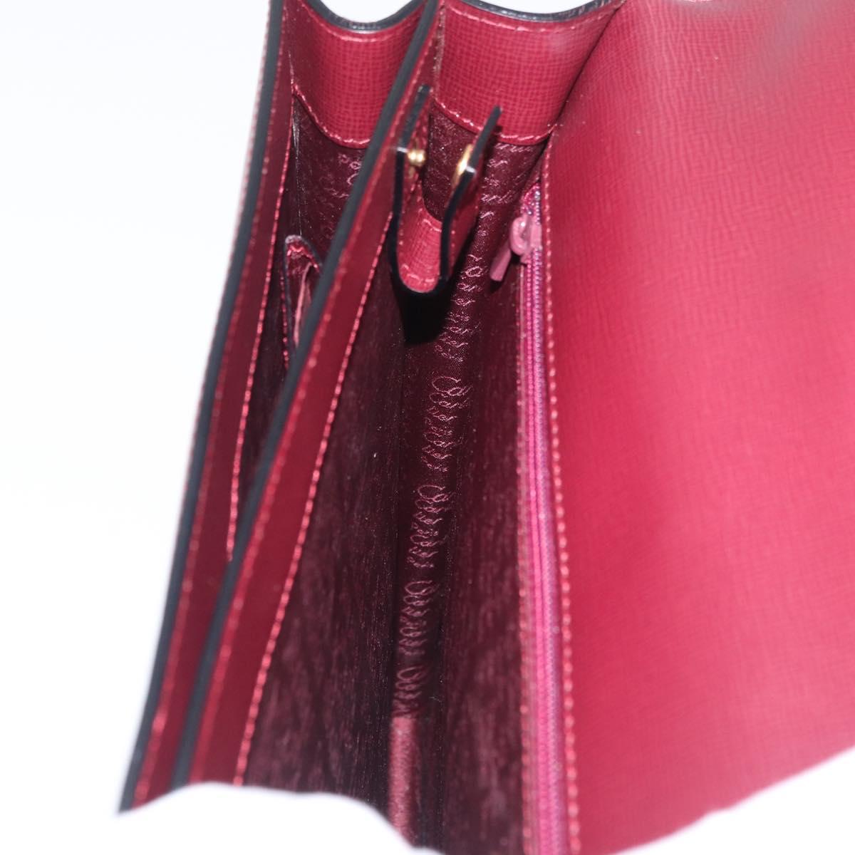 CARTIER Business Bag Leather Bordeaux Gold Auth 178104A