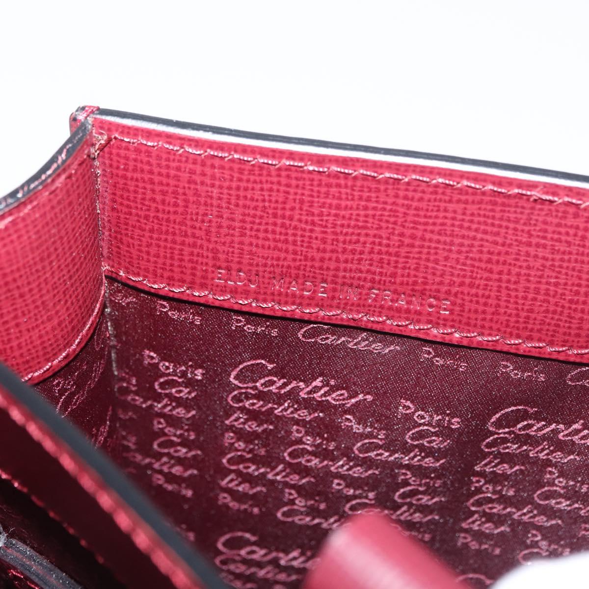 CARTIER Business Bag Leather Bordeaux Gold Auth 178104A