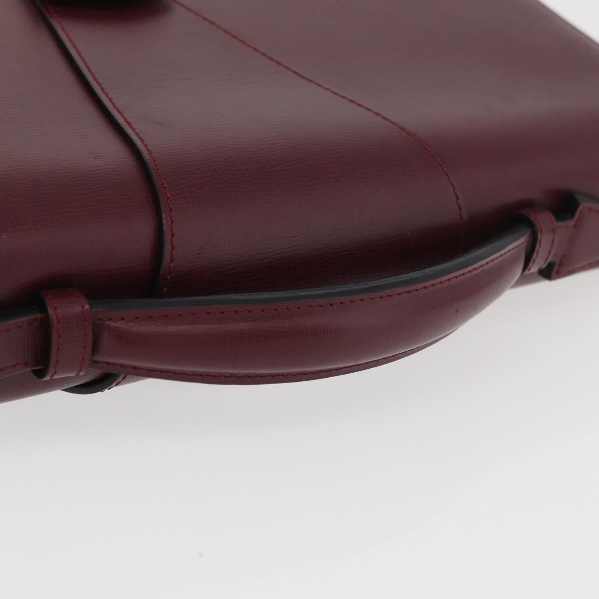CARTIER Business Bag Leather Bordeaux Gold Auth 178104A