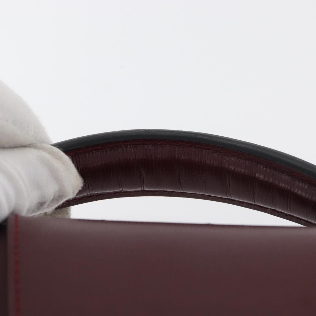 CARTIER Business Bag Leather Bordeaux Gold Auth 178104A