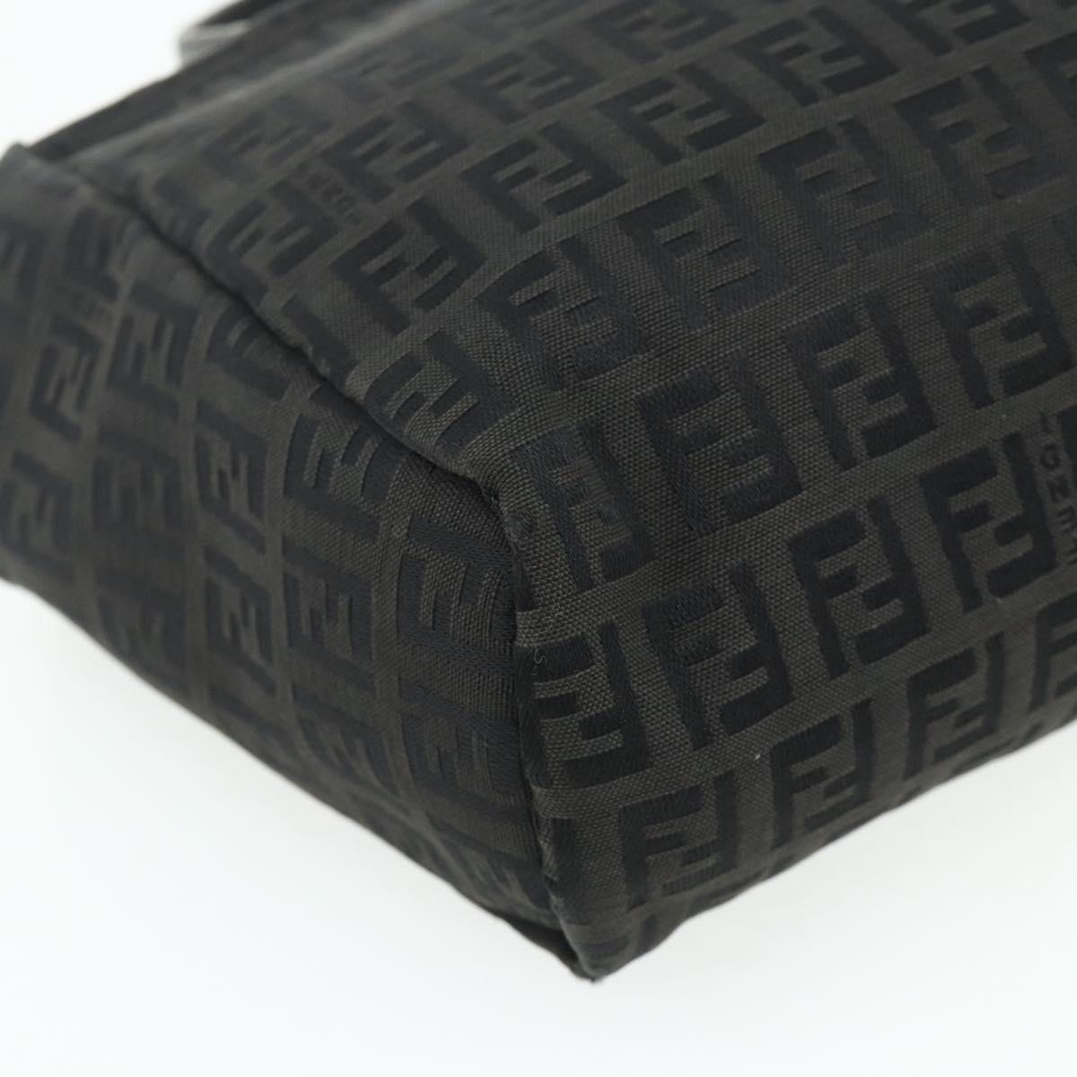 FENDI Zucchino Canvas Hand Bag Black Silver Auth 178108