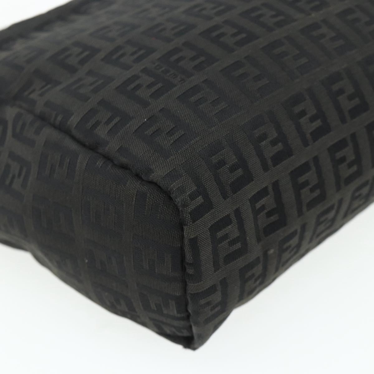 FENDI Zucchino Canvas Hand Bag Black Silver Auth 178108