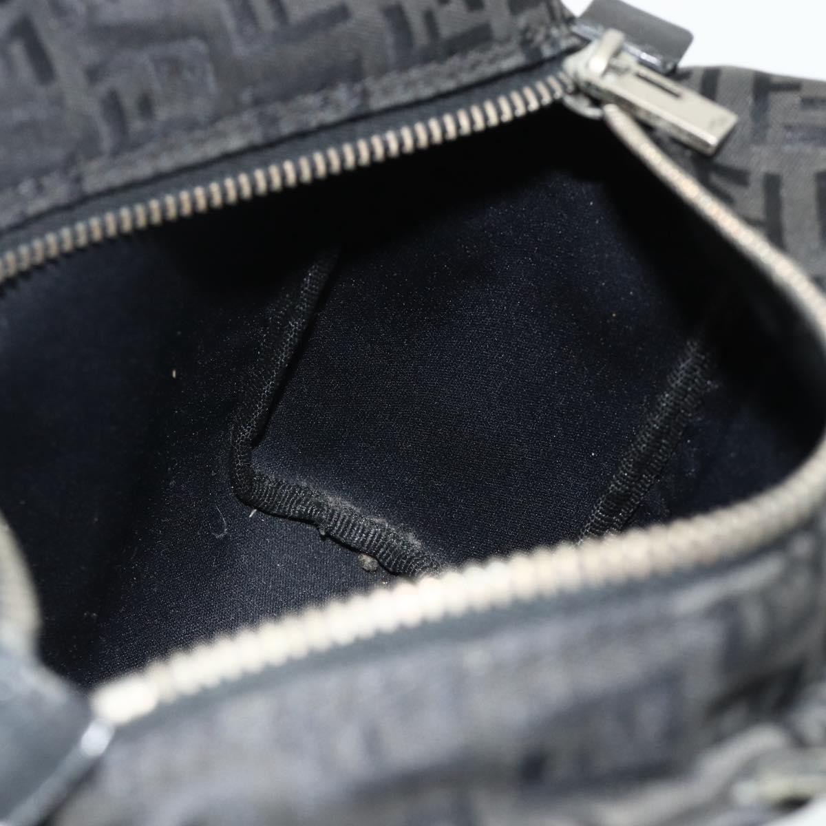 FENDI Zucchino Canvas Hand Bag Black Silver Auth 178108