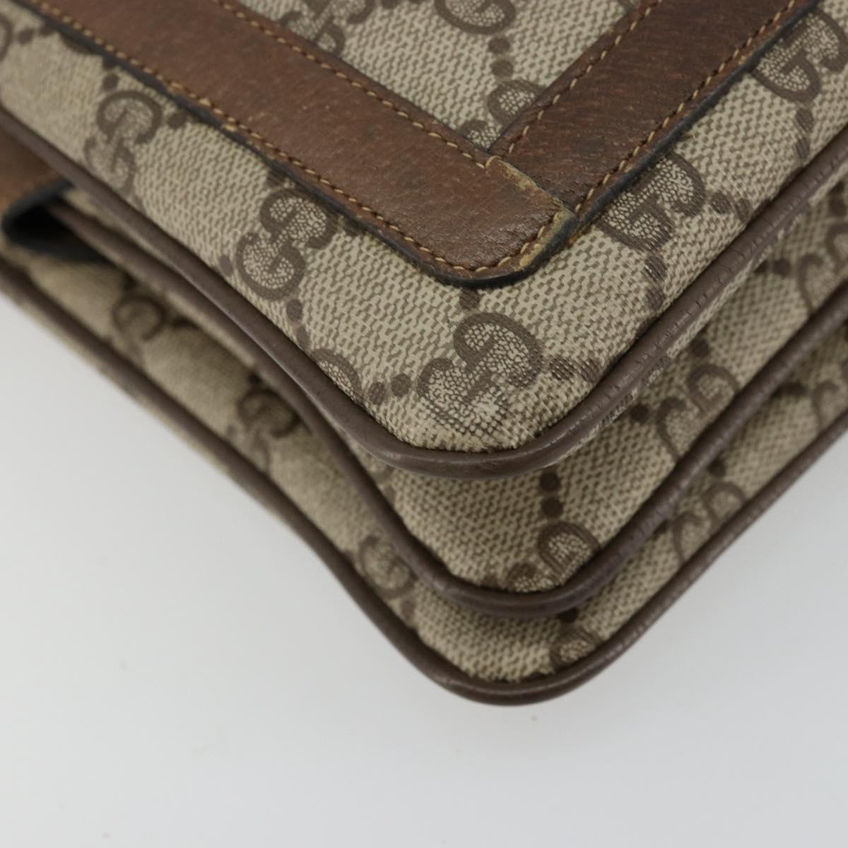 GUCCI GG Supreme Web Sherry Line Bag PVC Beige Gold 14 02 034 Auth 178112