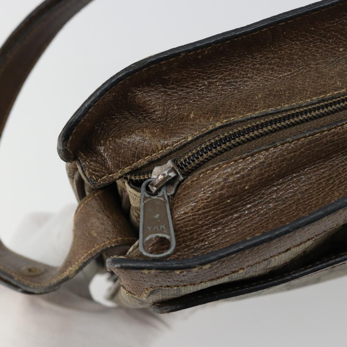 GUCCI GG Supreme Web Sherry Line Bag PVC Beige Gold 14 02 034 Auth 178112